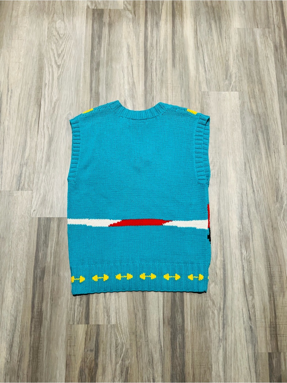 Vintage Equestrian Horse Themed V-Neck Hand Knit Sweater Vest - Picture 5 of 8